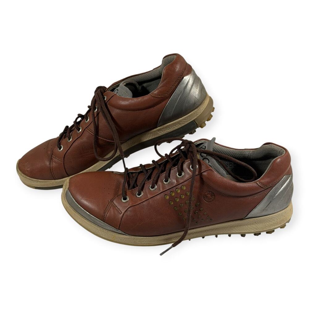 ECCO Biom Hybrid 2 NM Golf Shoes, Brown/Silver, Leather, Mens 11.5, EU 45